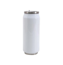 Botella de aluminio blanca con pajita 500ml